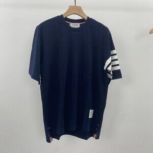 THOM BROWNE Classic Navy Short Sleeve Shirt